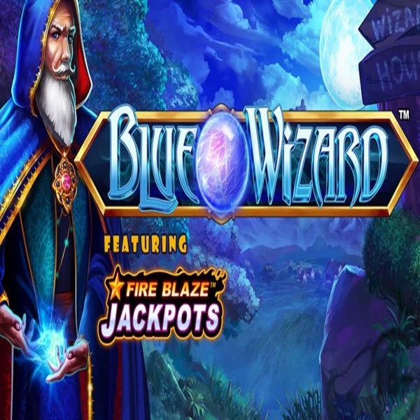 Blue Wizard Fire Blaze Jackpots logo by Rarestone Gaming Winbeatz Casino